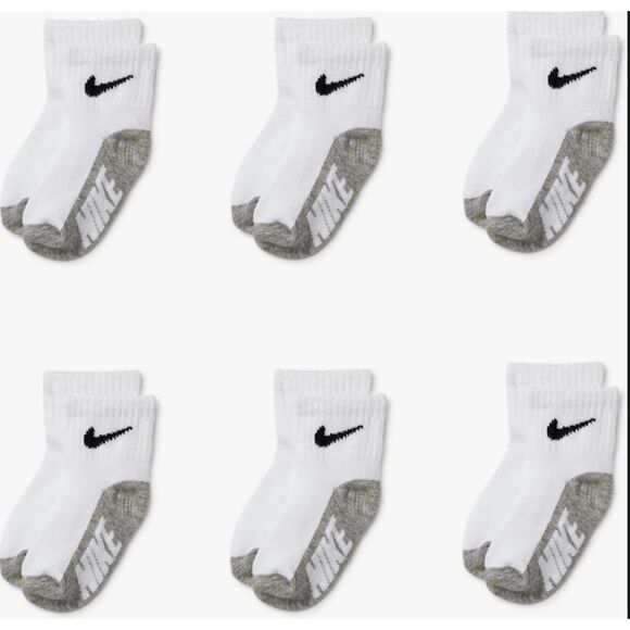 Nike Kids 6-Pack Multi Logo Baby/Toddler Socks White Gray - Picture 1 of 1